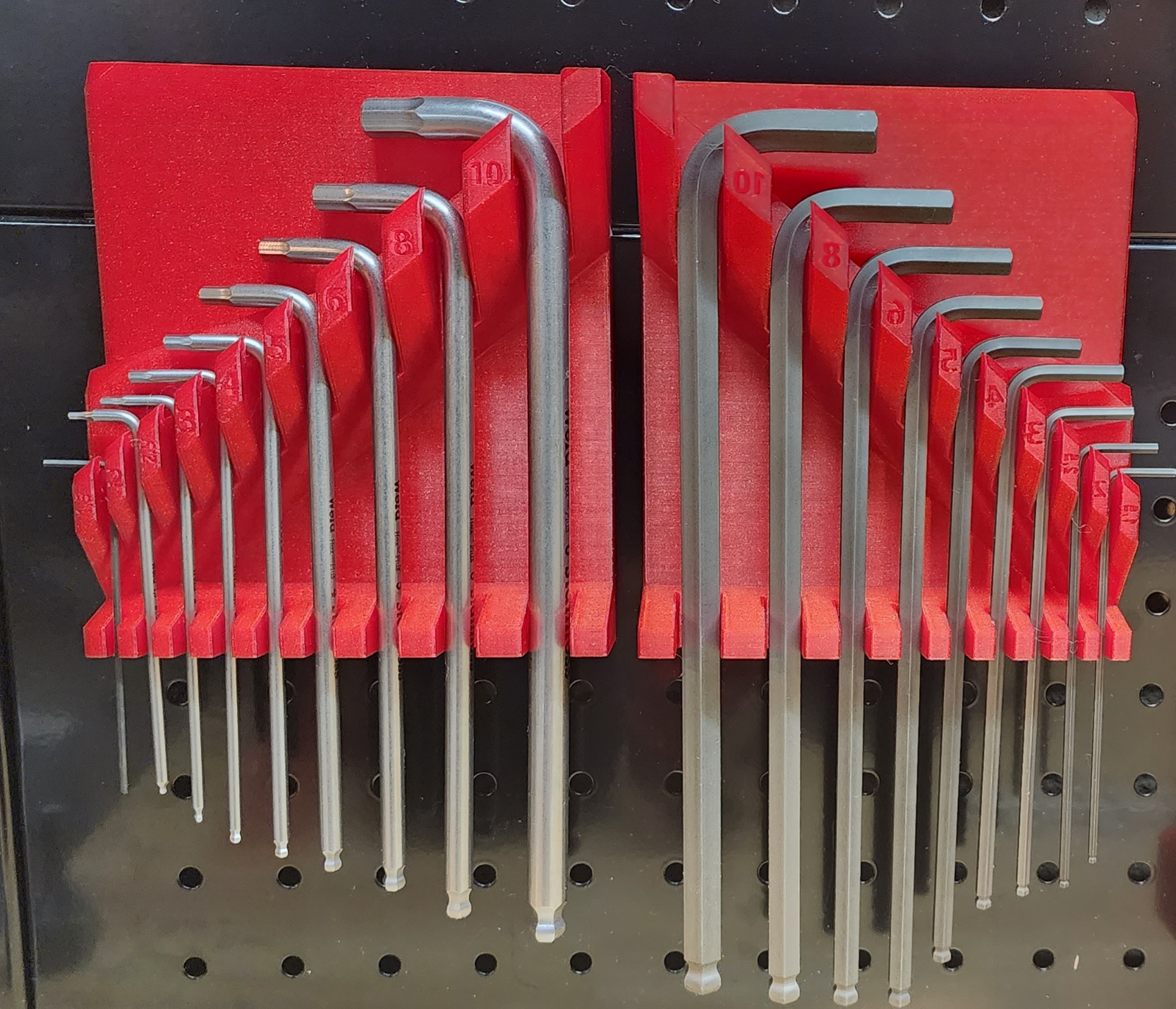 Allen Hex Wrench holder for pegboards true 25mm spacing by Tarrant1701