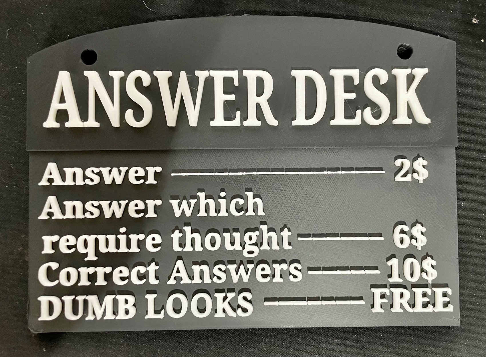 Answer Desk sign in black and white by Peter b Download free STL