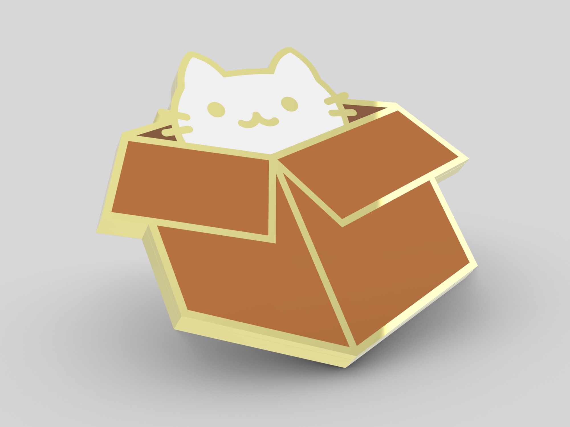 Cat in Box Enamel Pin