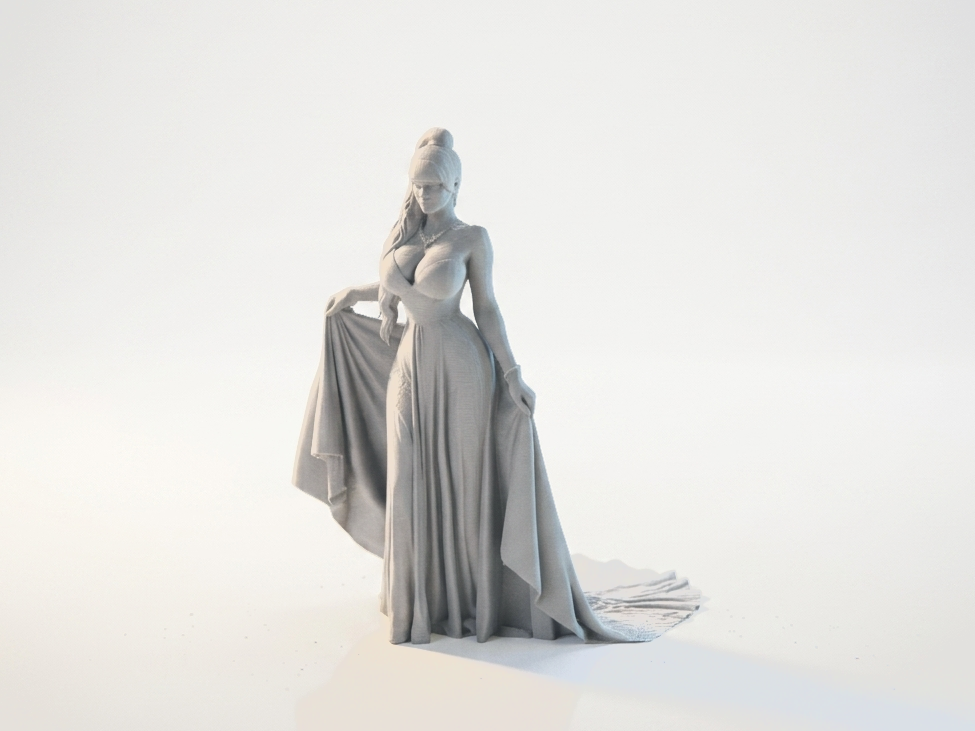 Lady In Gown Elegant Female Figurine 3D Printable