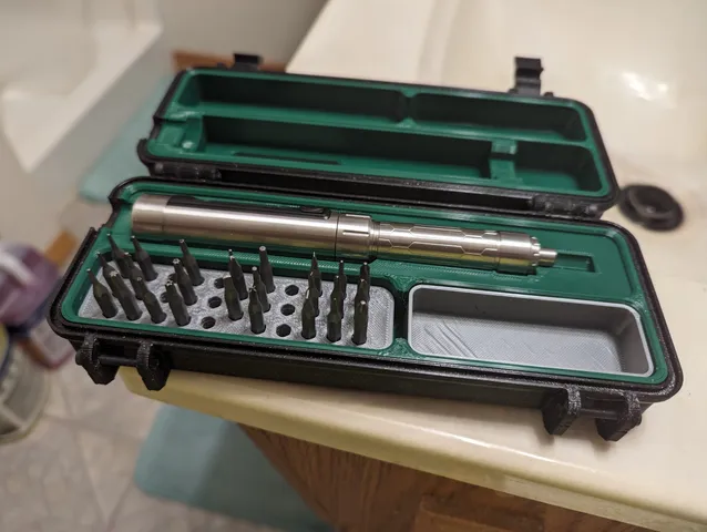 Miniware ES15 case bit holder with looser fit, 6mm magnet holes, and 32 holes