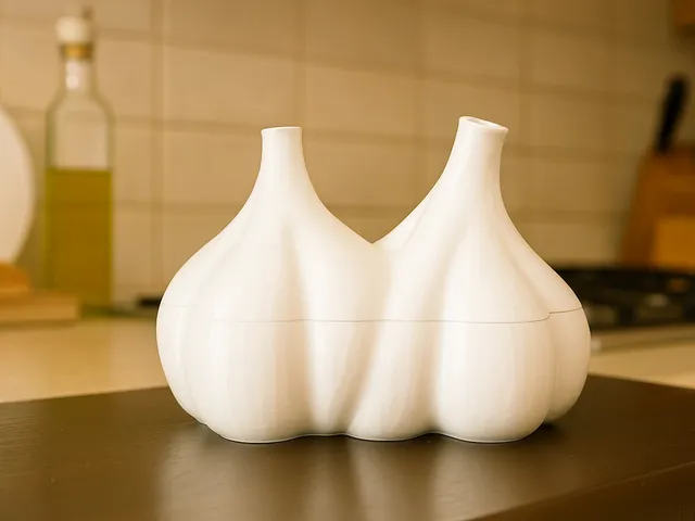 Garlic shaped container