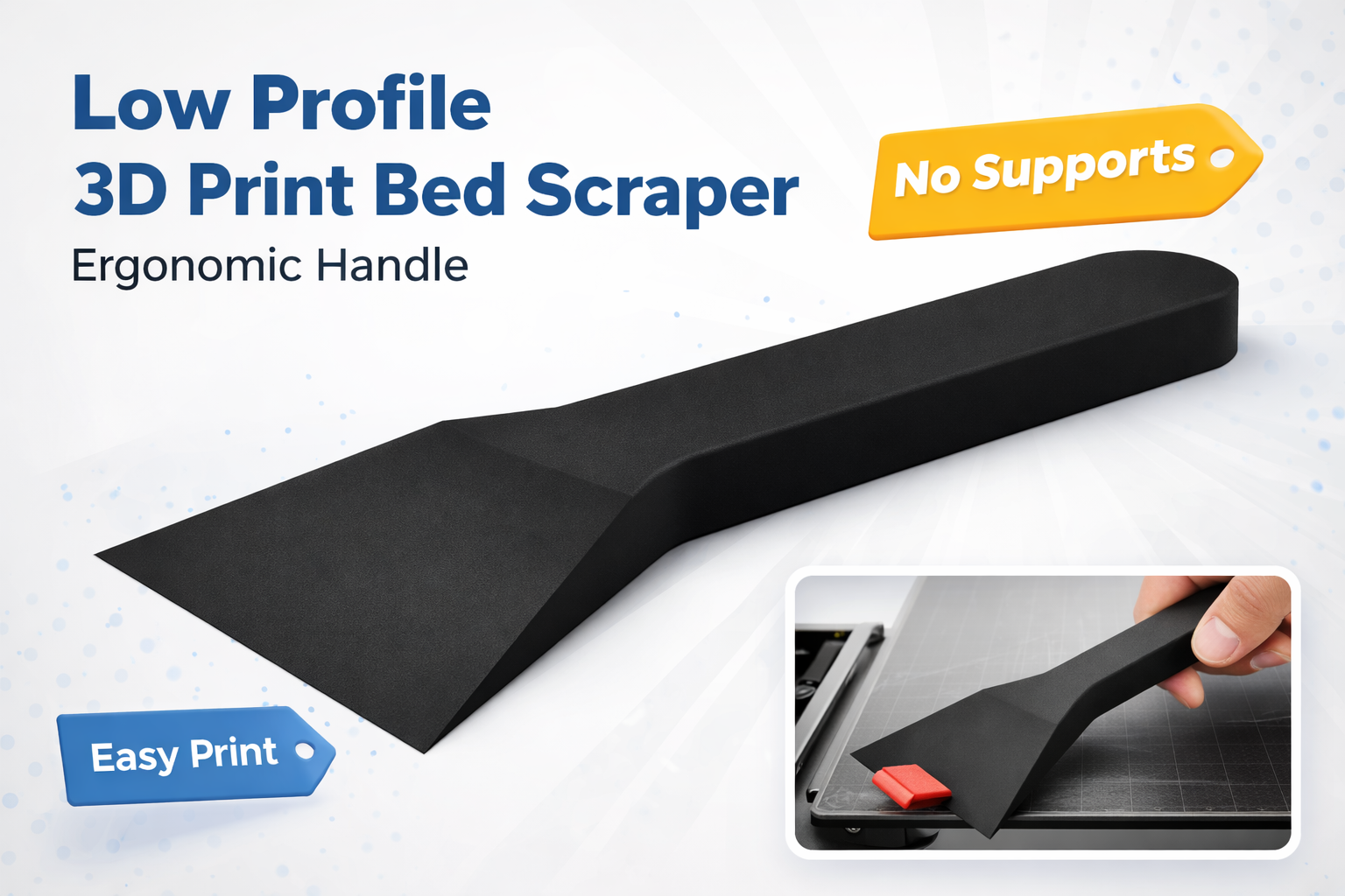 Bed Scraper for 3D Printer Build Plates