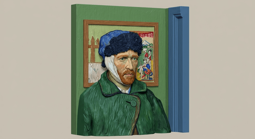 Famous Art - Self-Portrait with Bandaged Ear - Vincent Van Gogh - 1889