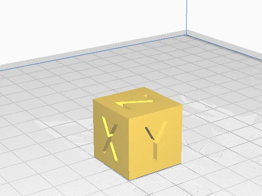 Xyz calibration cube with hole