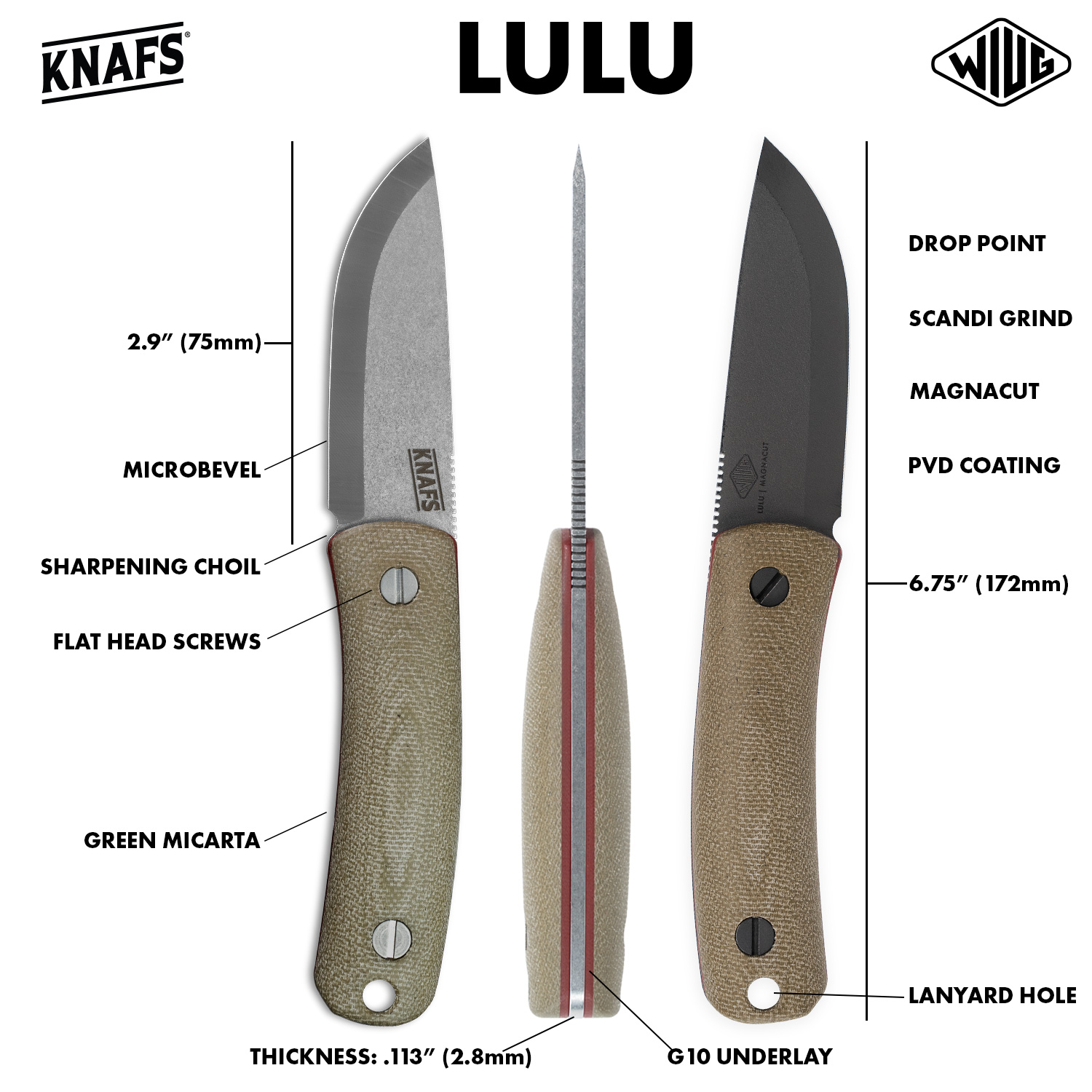Lulu fixed blade Knife Scales by Knafs Download free STL model