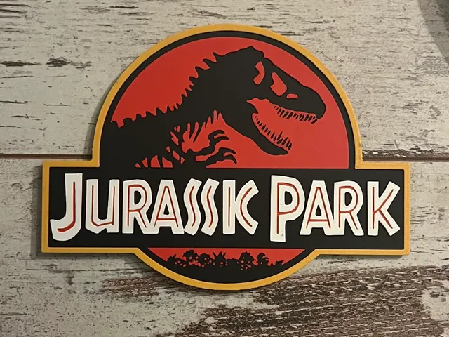 Jurassic Park logo badge (fan art swap at layer height)