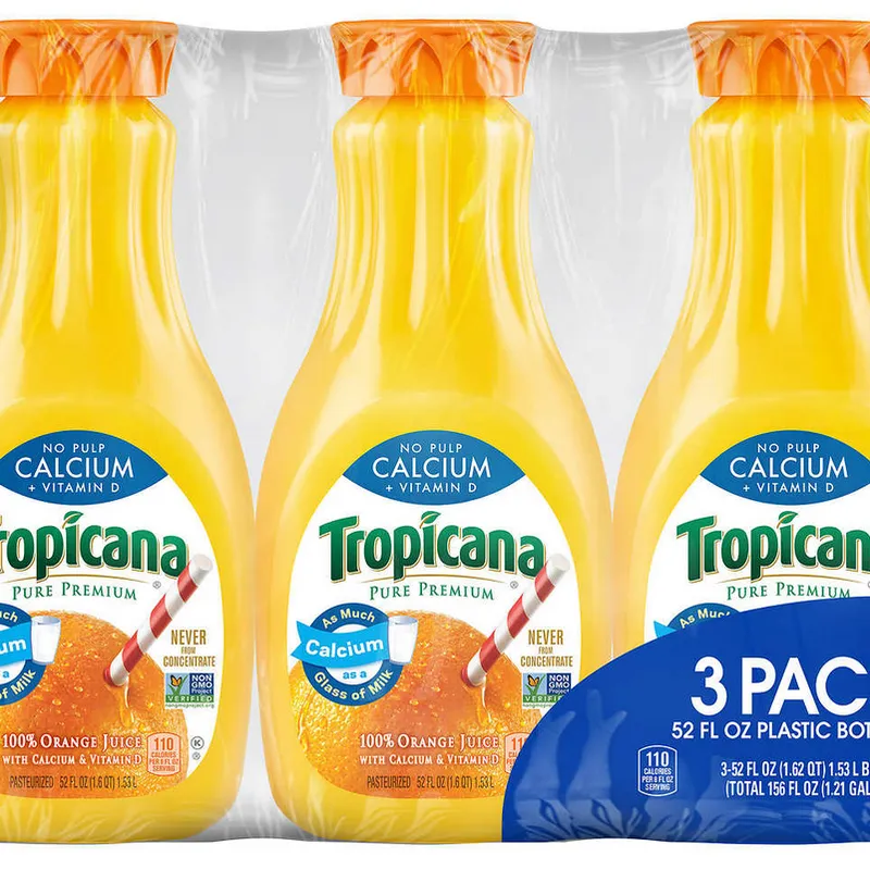 Tropicana No Pulp Pure Premium Orange Juice 14 fl. oz. - 12/Case