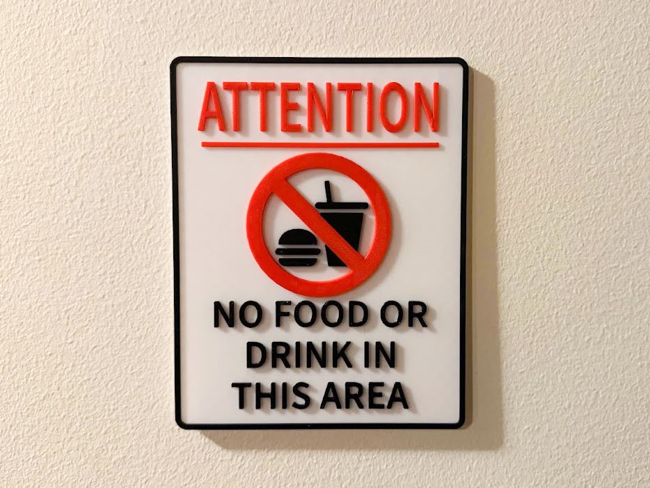 Attention No Food or Drink in this Area Sign by Kopp3D | Download free ...