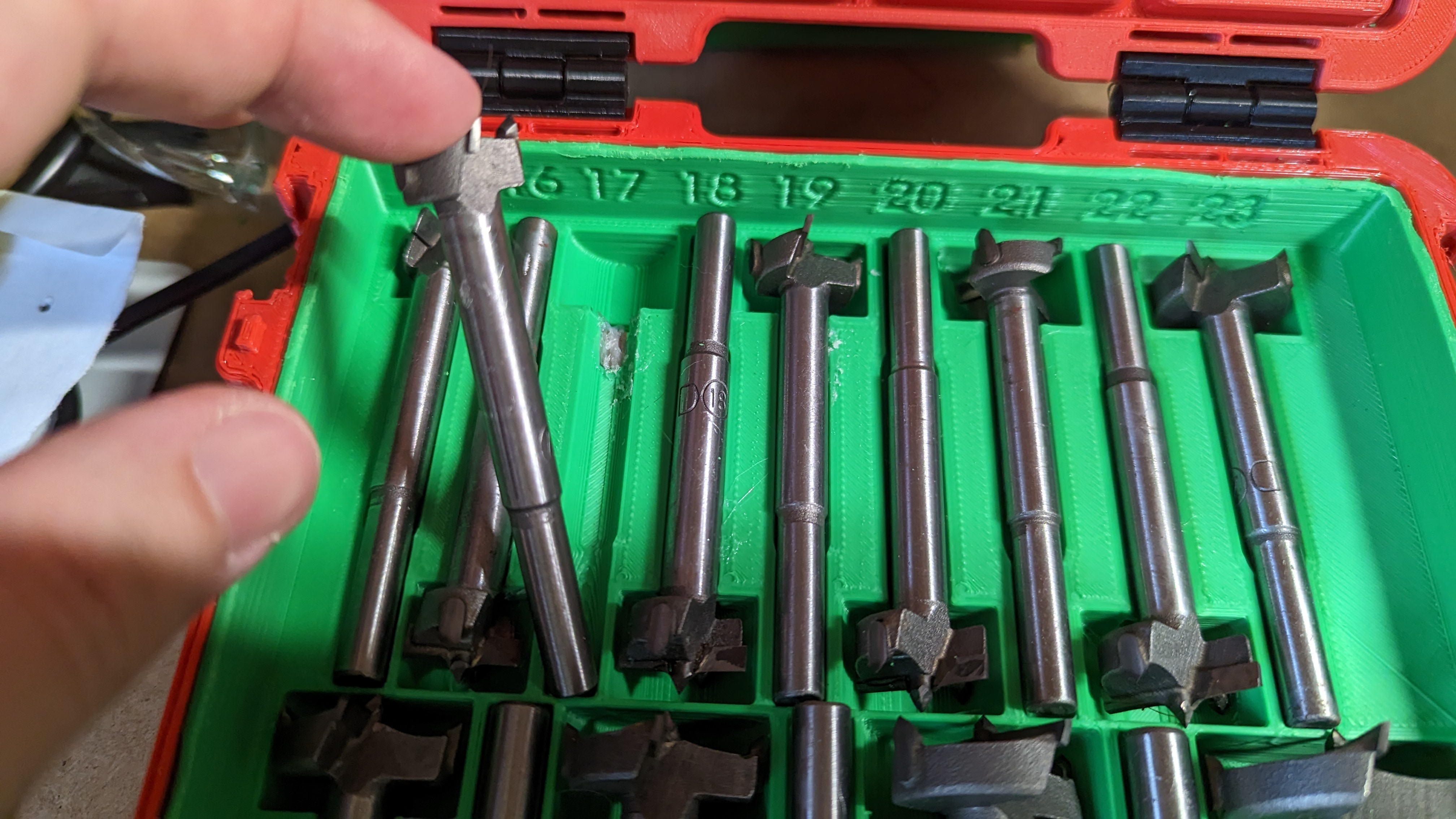 16 Forstner bit insert for gridfinity toolbox with by