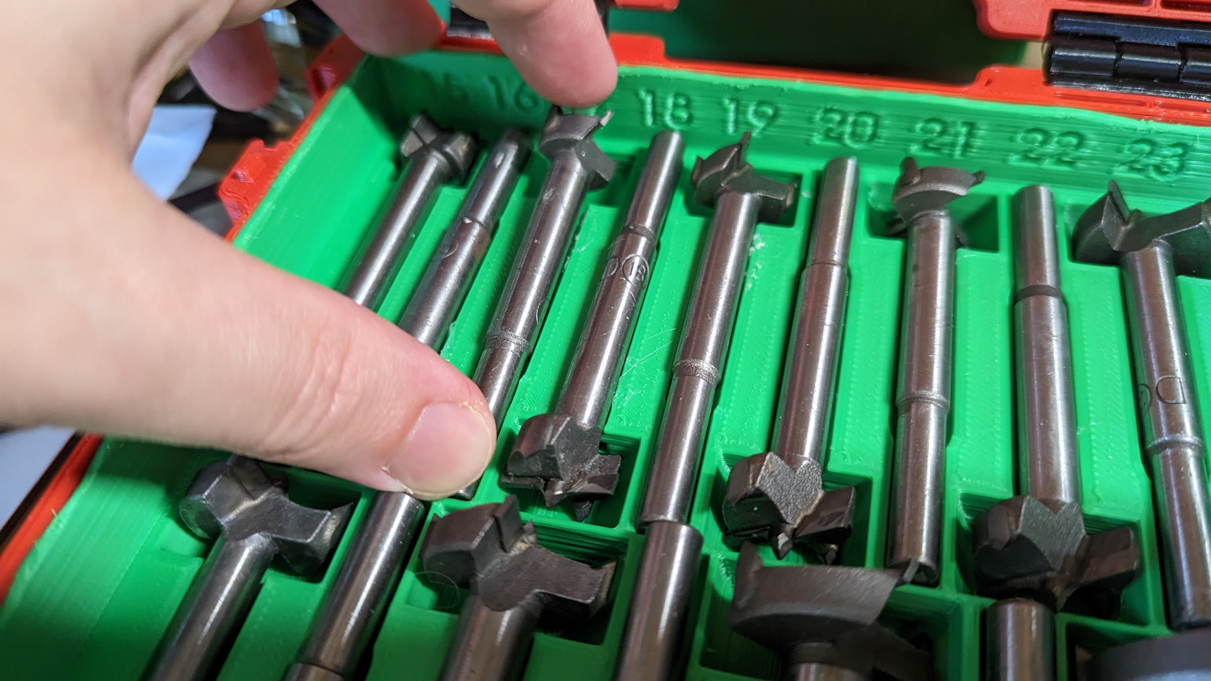 16 Forstner bit insert for gridfinity toolbox with by