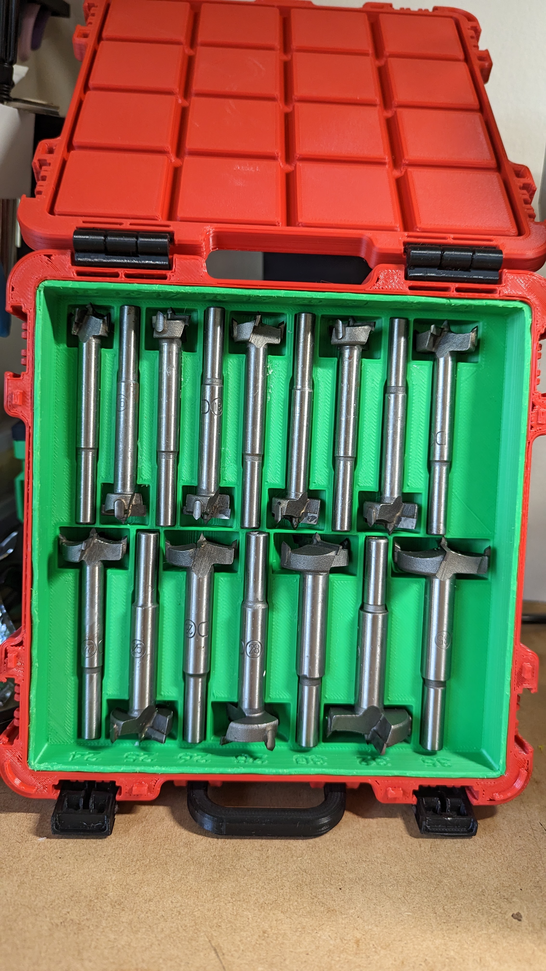 16 Forstner bit insert for gridfinity toolbox - with magnets