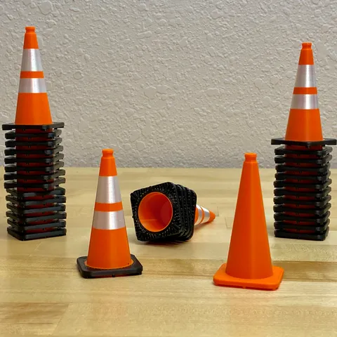 1/10 Scale 28 Inch Traffic Cone - Multicolor - High Detail