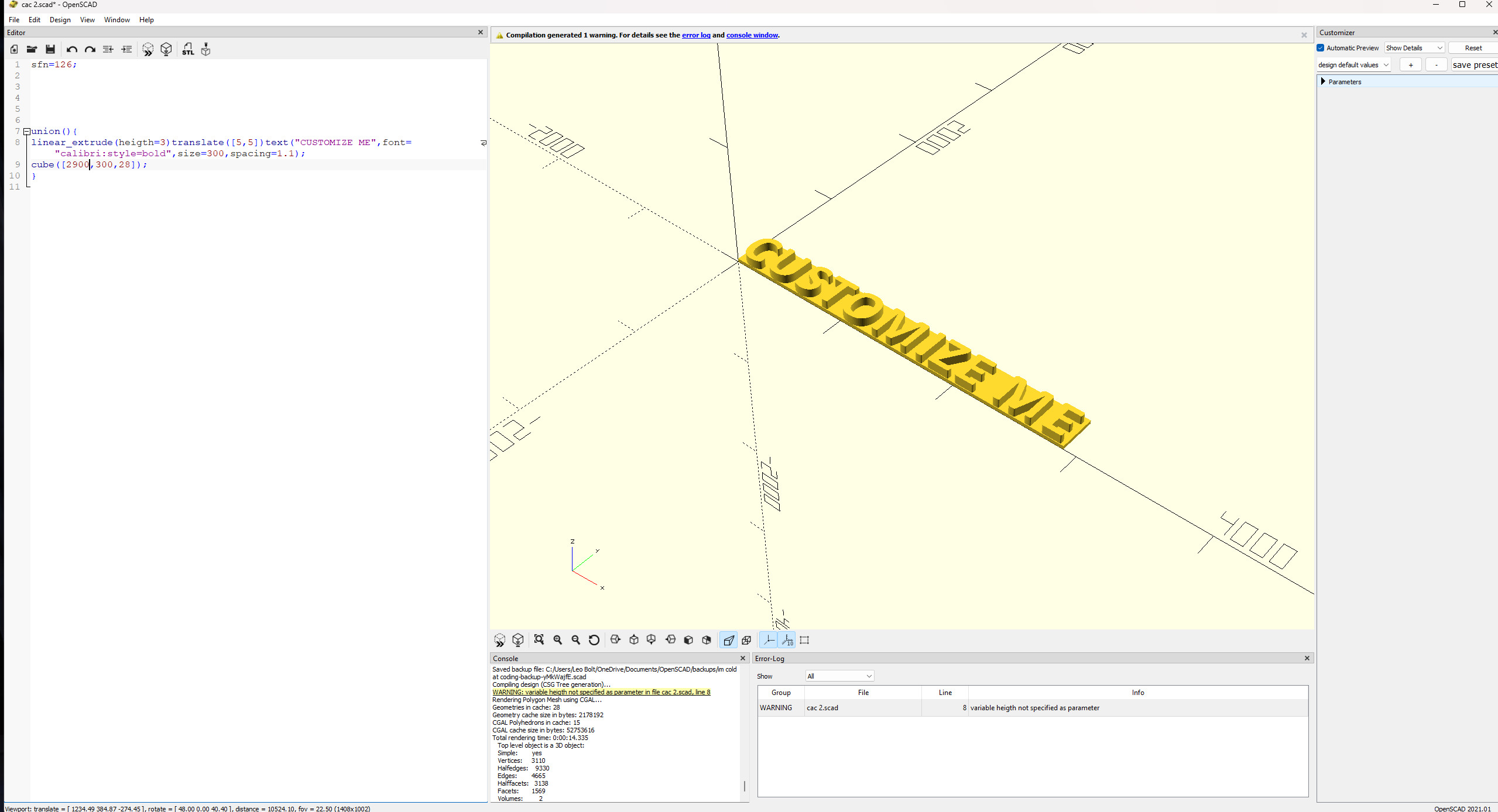 Miniatura 2 do modelo 3D Customizable Sign