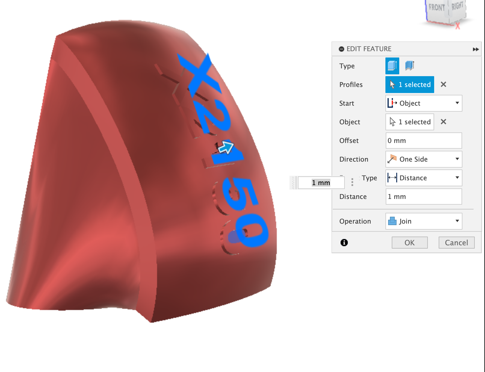 YARQM: Using extrude to emboss in Fusion 360 example