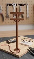Wooden Utility Pole Street Light with LED - Poste de luz, electricidad, alumbrado público