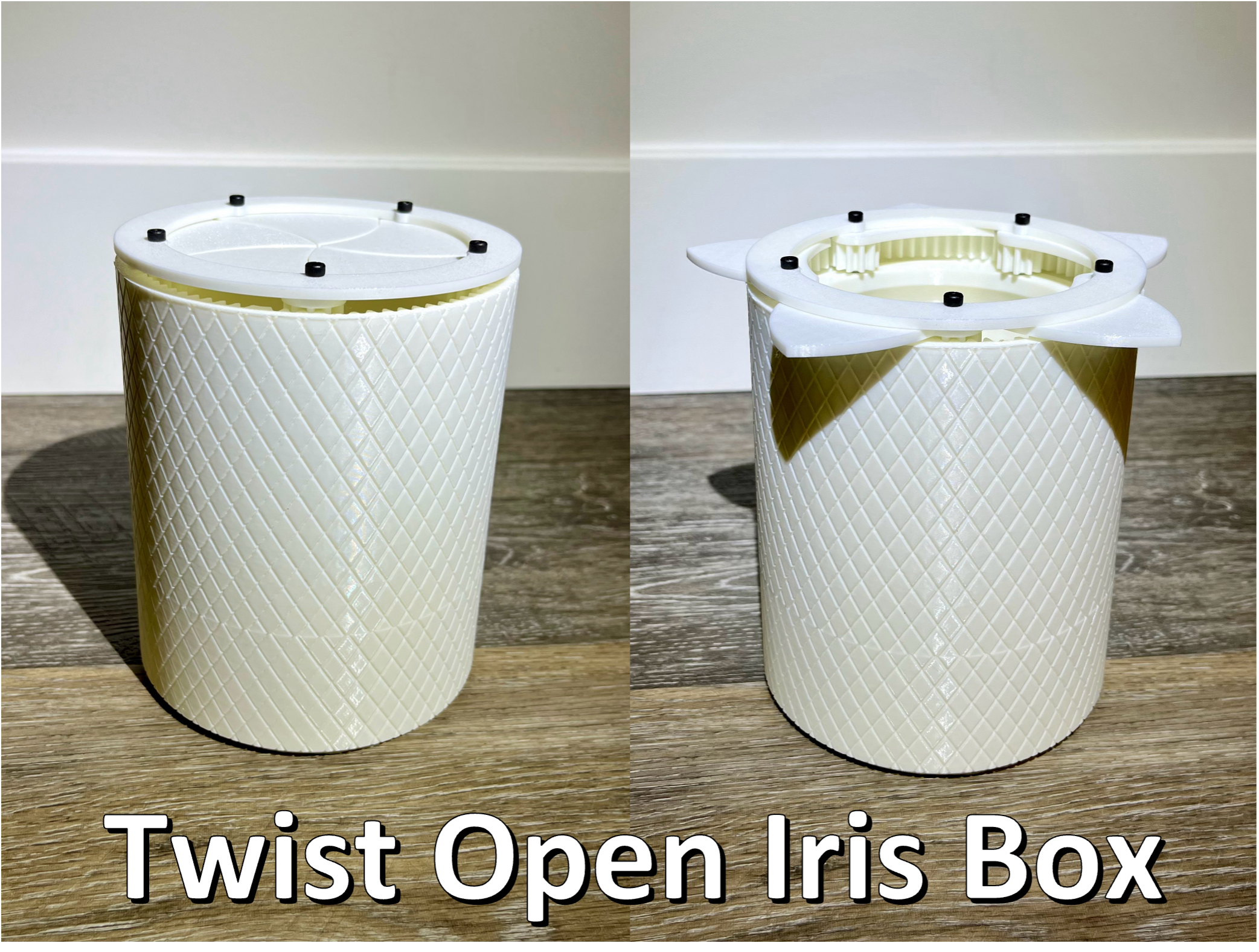 Twist Open Iris Container