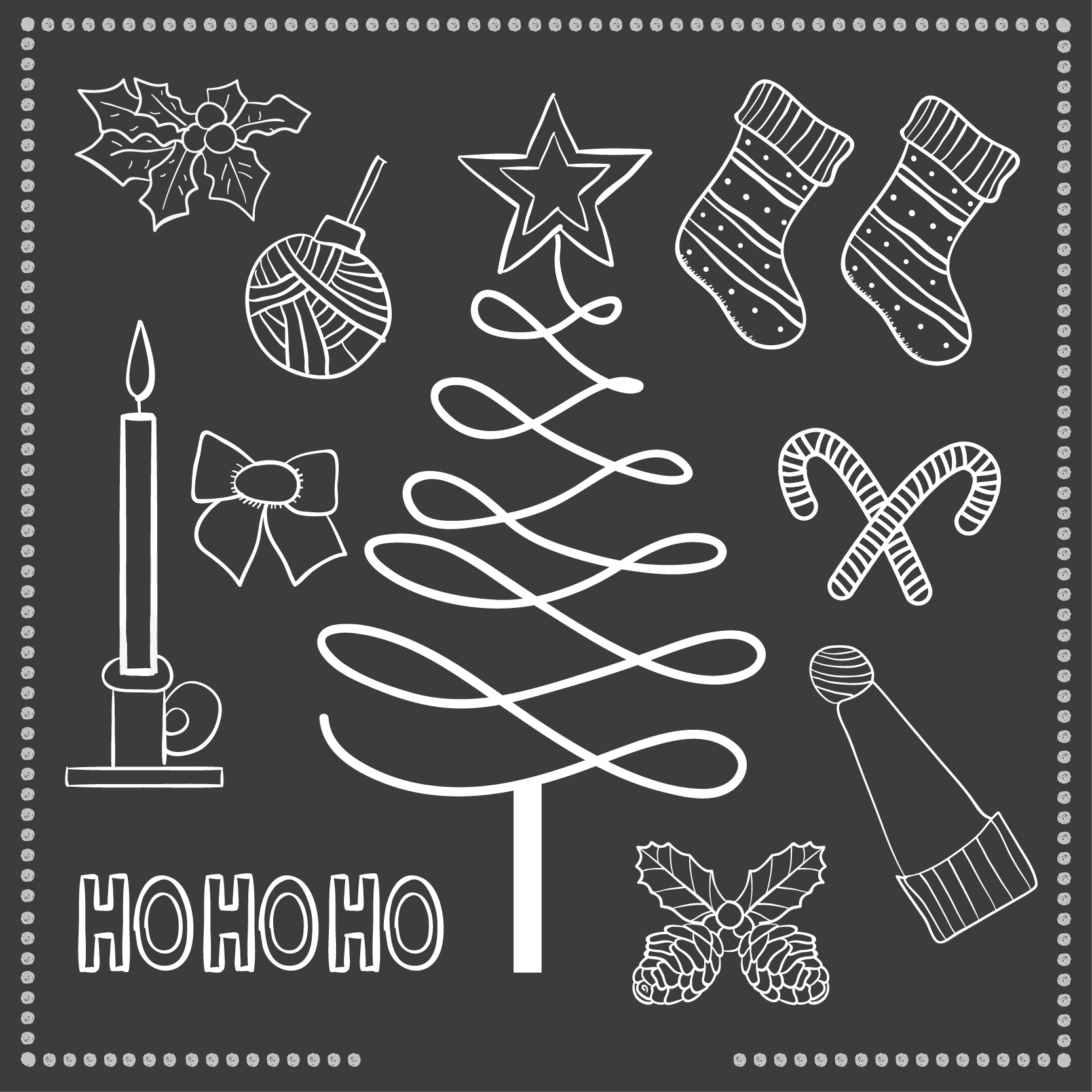 Hand drawn christmas elements