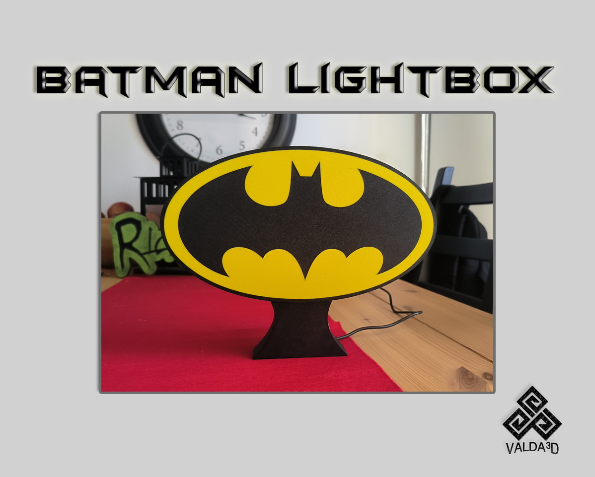 Batman Logo Lightbox Led Lamp by Valda3D Download free STL model