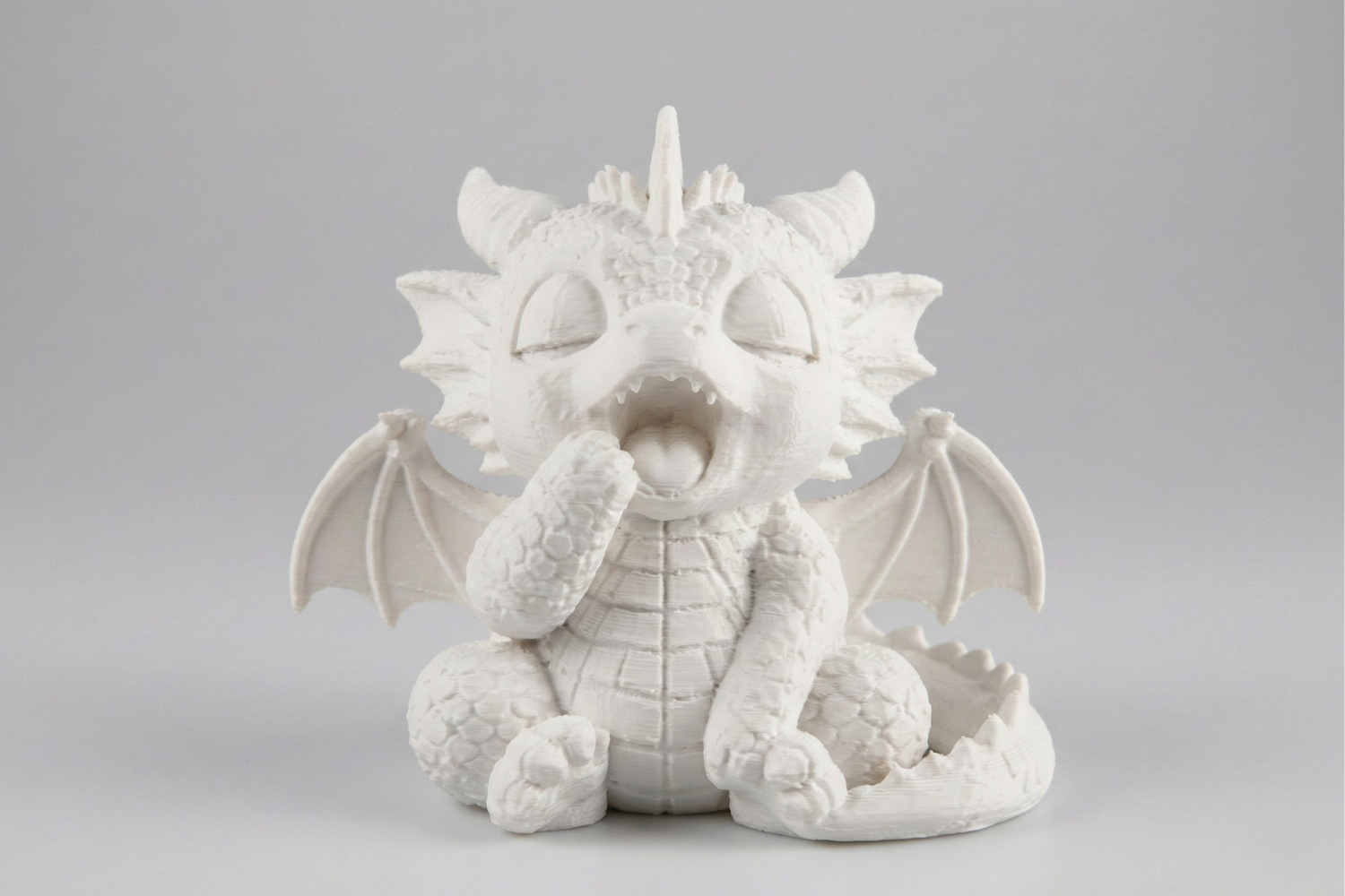 Yawning Baby Dragon Figurine – Cute Chibi Dragon
