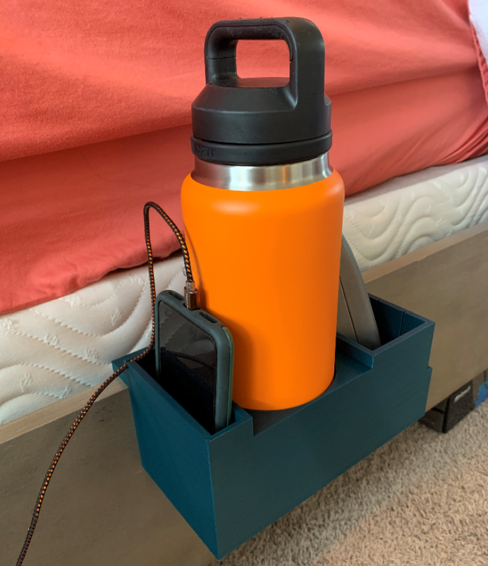 Bed Side Water Bottle and Phone Holder by Hesed Download free STL