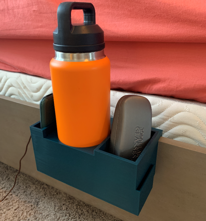 Bed Side Water Bottle and Phone Holder by Hesed Download free STL