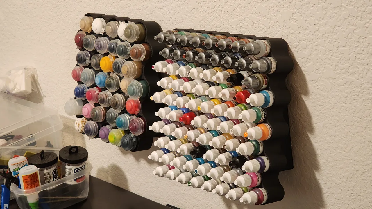 Wall mounted Citadel and Vallejo paint rack by tr4ck_day