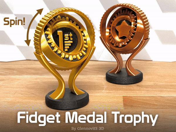 Fidget Medal Trophy (customize and spin!) by GlennovitS 3D, Download free  STL model