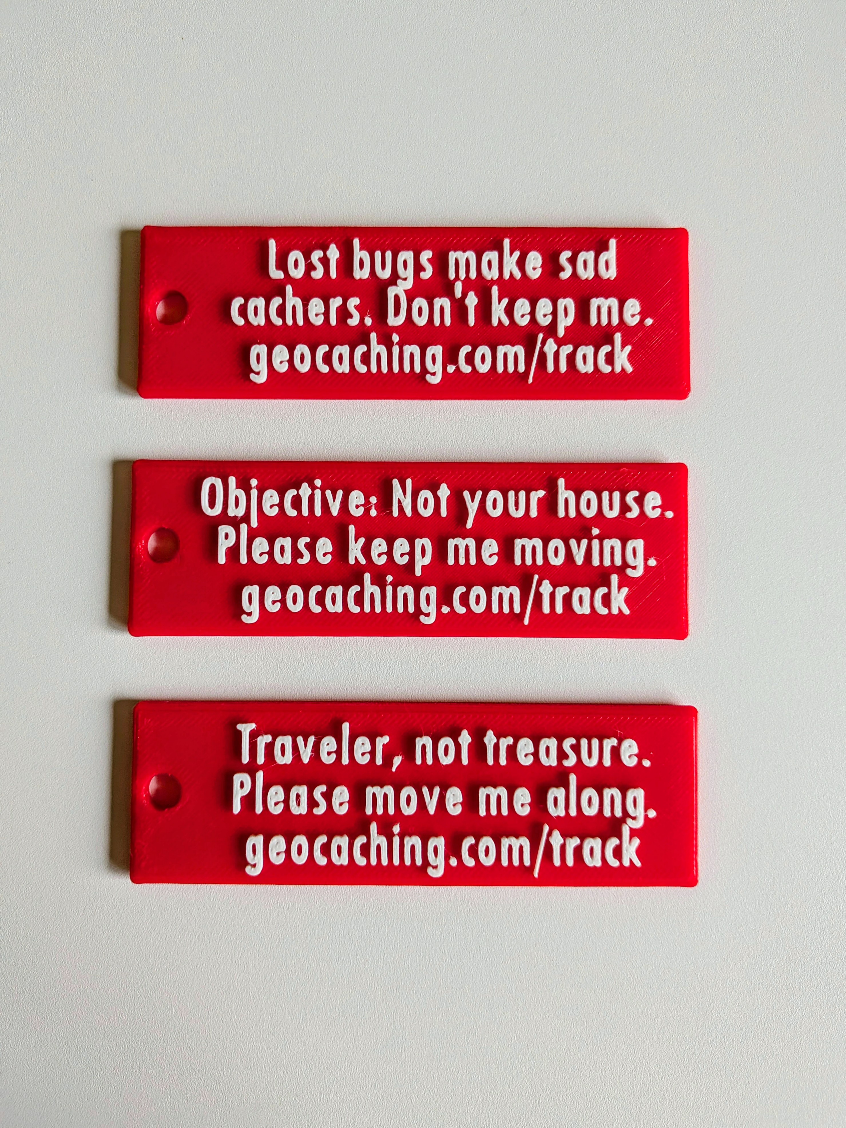 Geocaching Trackable Reminder Tags