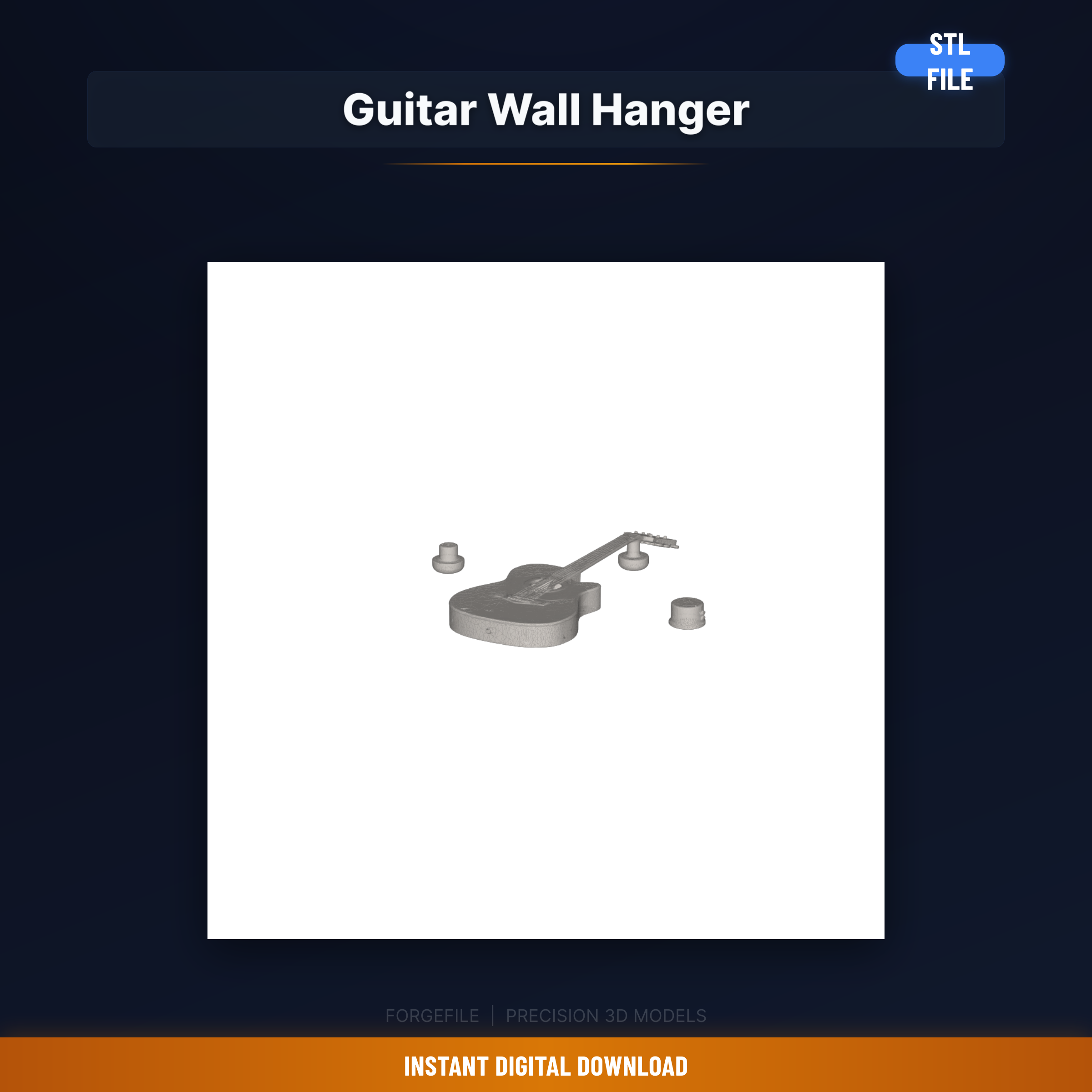 Guitar Wall Mount Hanger, Padded Yoke Cradle, Wall Display, Secure - 3D Printable STL File