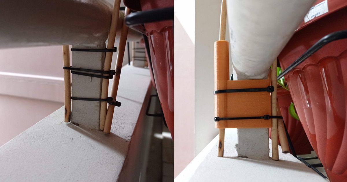 Bamboo holder clip for Singapore HDB BTO parapet railing by burgerdeel