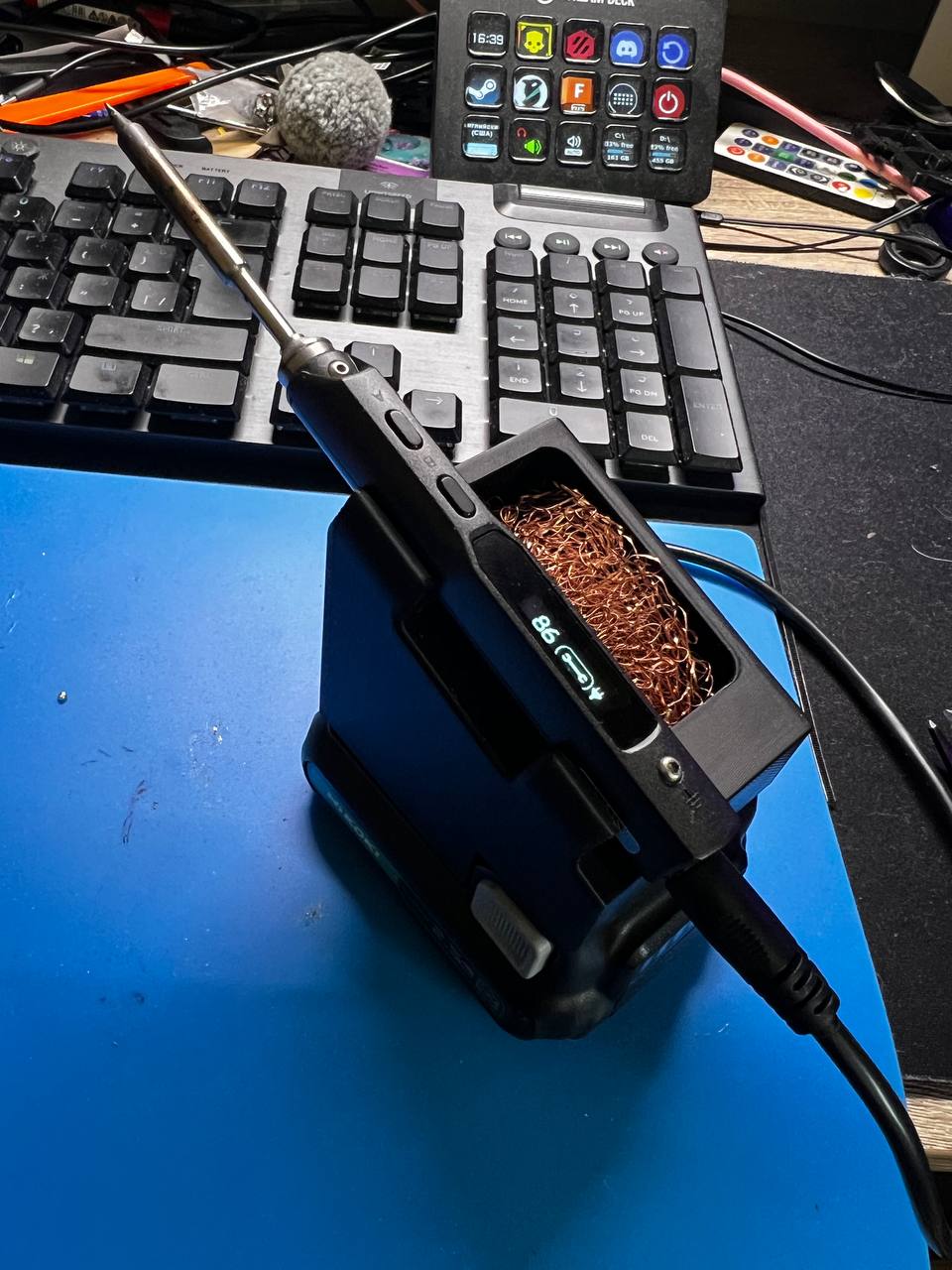 TS100 holder with HiKOKI battery and tip cleaning