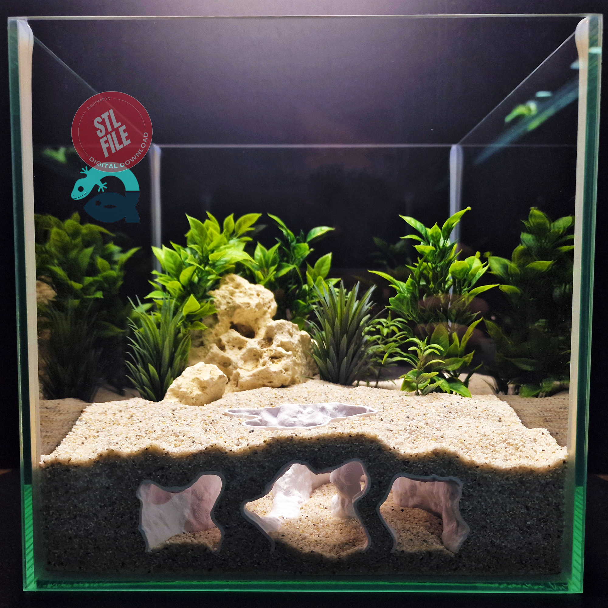 Aquarium & Terrarium decor cave | Critter underground hide | Fish, shrimp, reptile pet house | Atlantis Catacomb Hollow