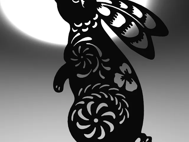 Easter Bunny with Floral Pattern - Line Art