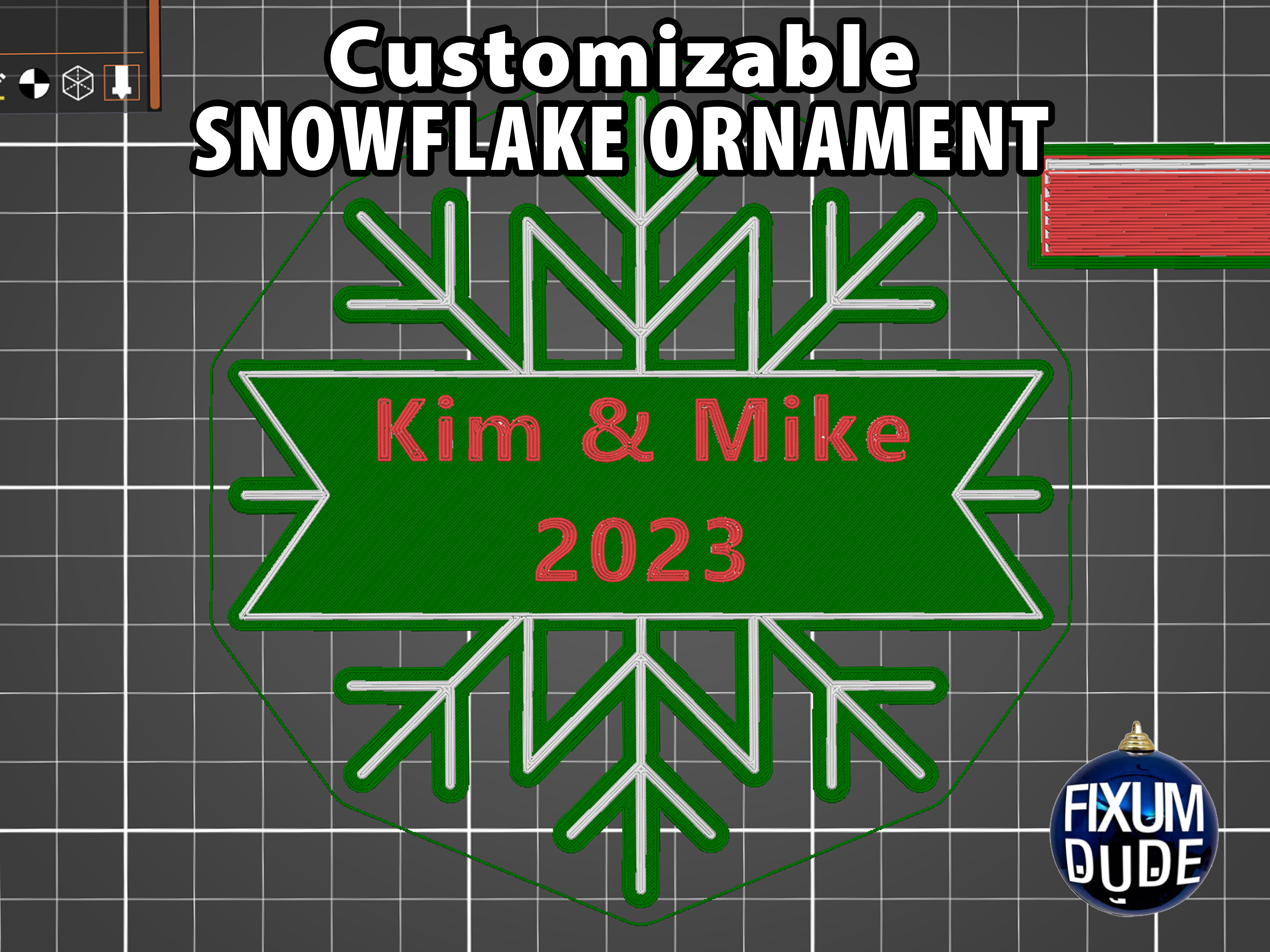 Miniatura 4 do modelo 3D Customizable Snowflake Ornament