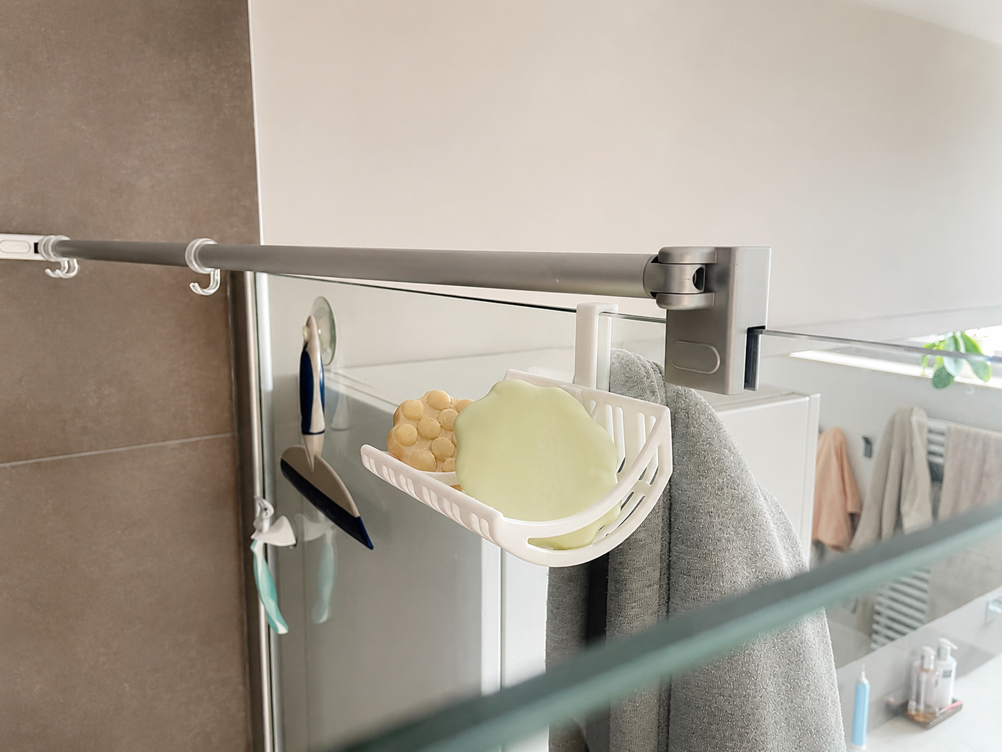 Minimalist Soap Holder for Shower Glass