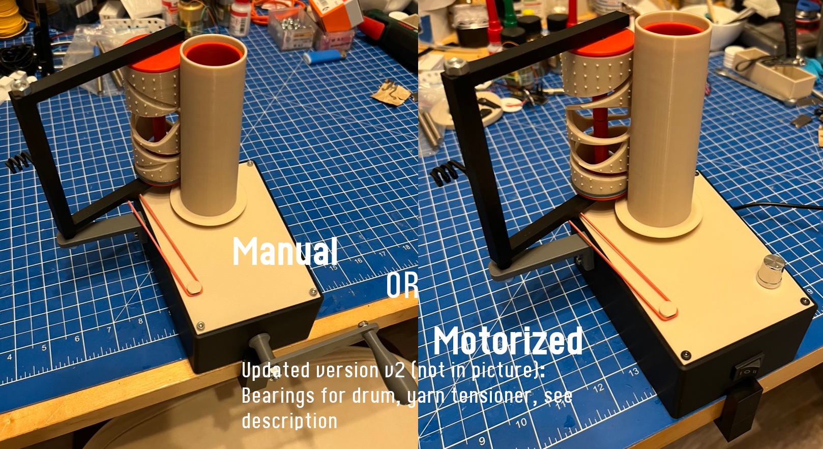 Yarn cone winder v2 - manual or motorized