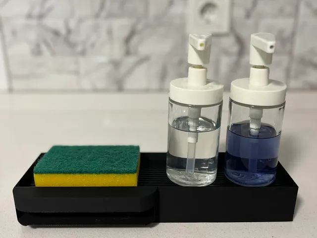Dish sponge and soap dispenser area (Self draining)
