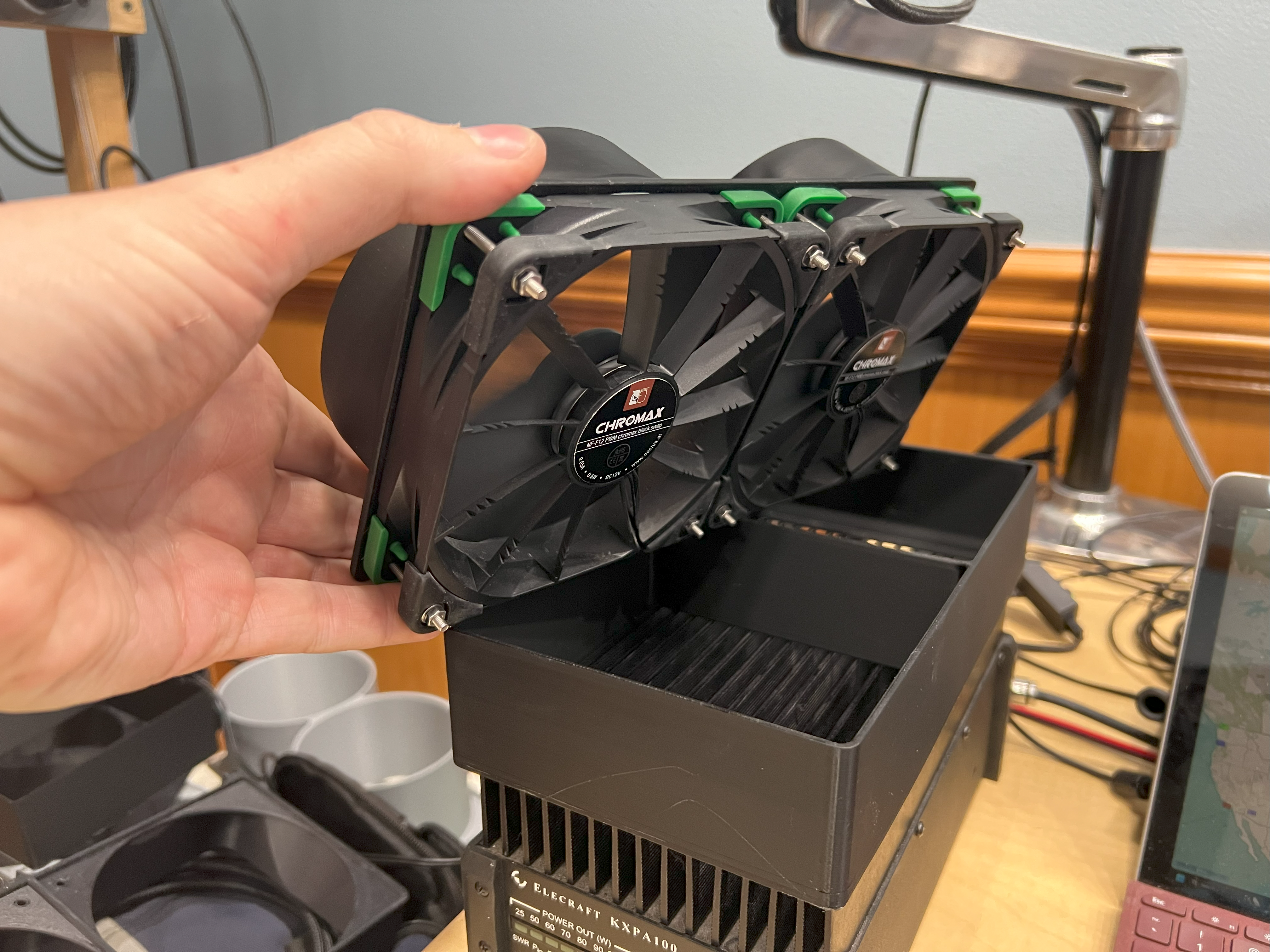 Elecraft KXPA100 fan shroud / plenum for 120mm (Noctua) fans