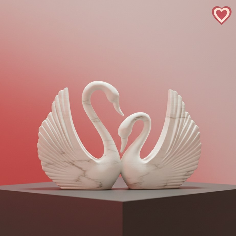 Majestic Grace - Marble Swan Sculpture