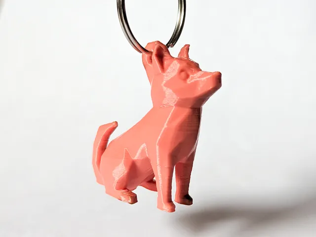 Keyring Keychain Cute Sitting Low Poly Dog with Loop Hook for Keyring Keychain Bag Purse Charm
