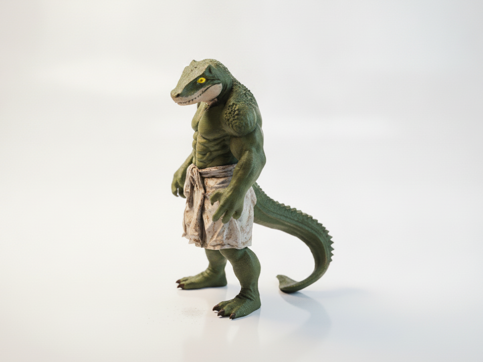 Croc Man Humanoid Reptile Figurine 3D Printable