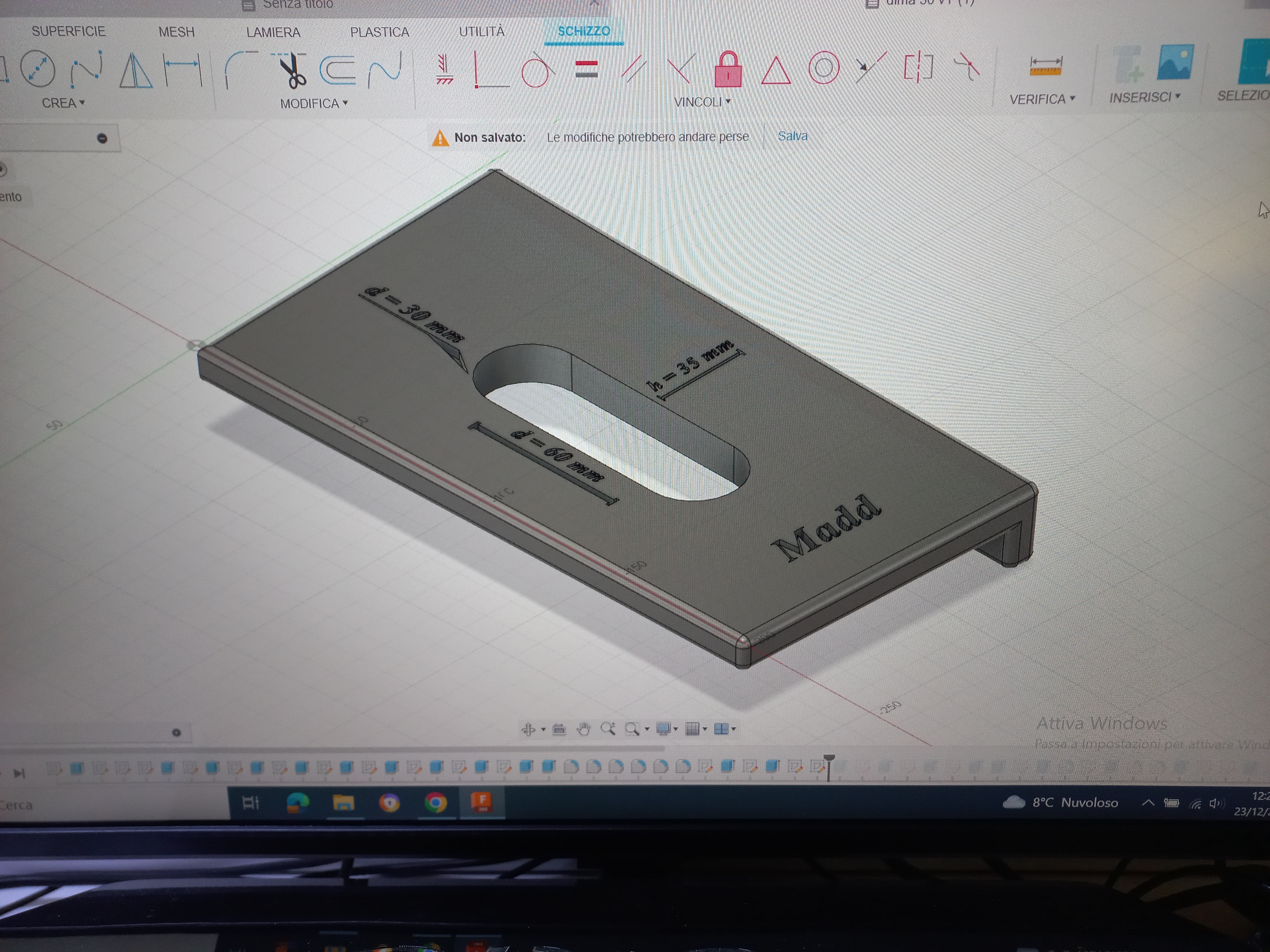 30 mm template for buttonholes on wood