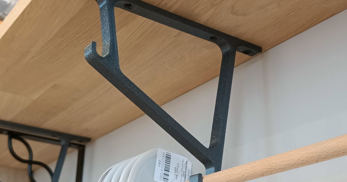 Undershelf rod holder (with parametric model) by 0x4C4A Download