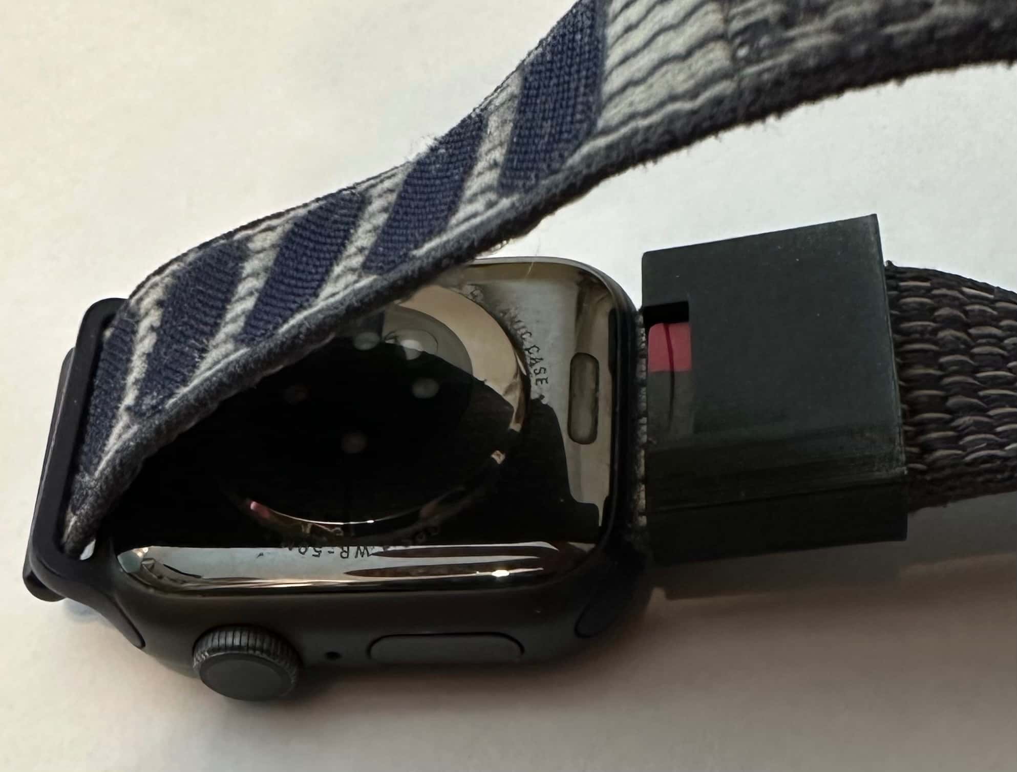 Apple Watch wristband attachment with space for Micro SD card by Stevie