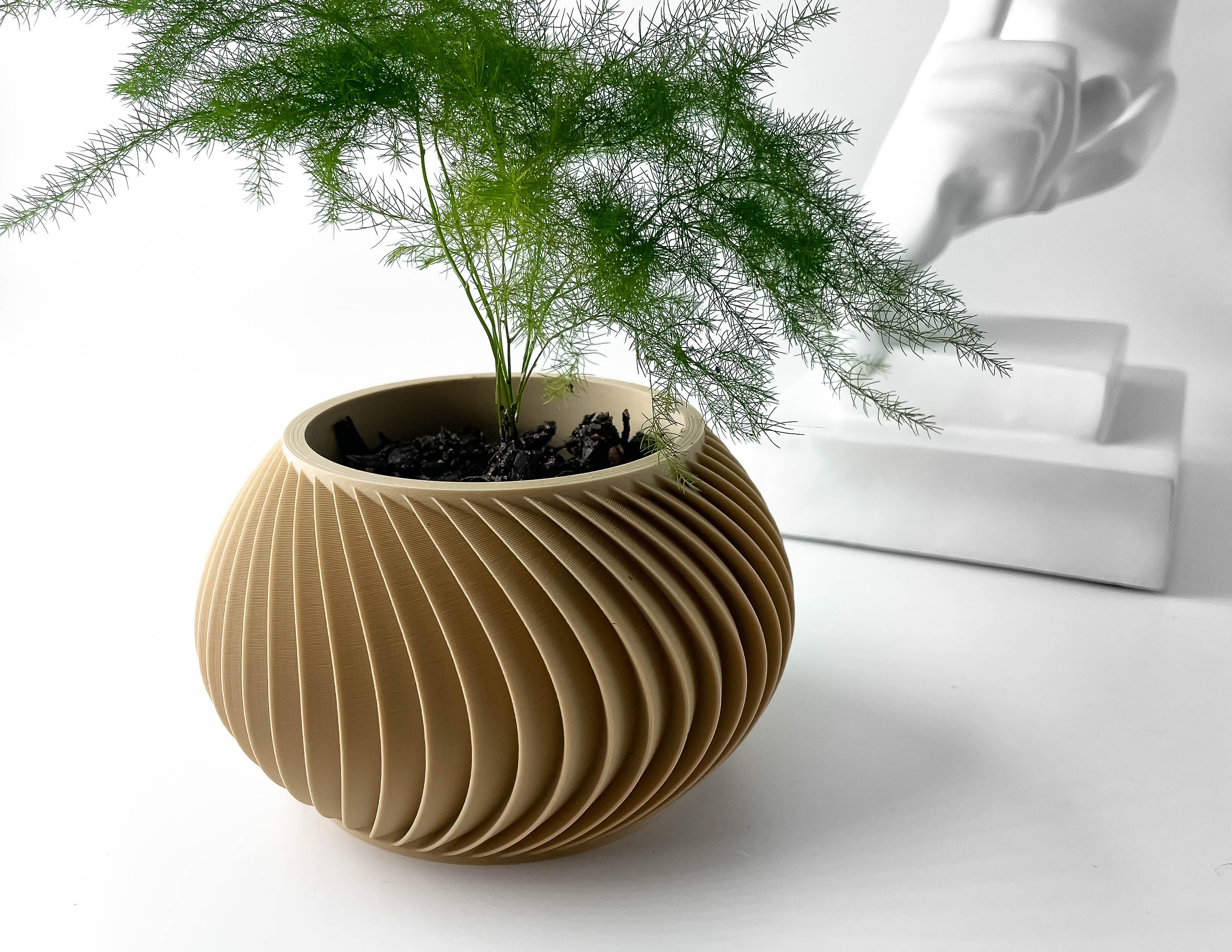 The Caleth Planter Pot with Drainage: Tray & Stand Included | Modern and Unique Home Decor for Plants and Succulents | STL File