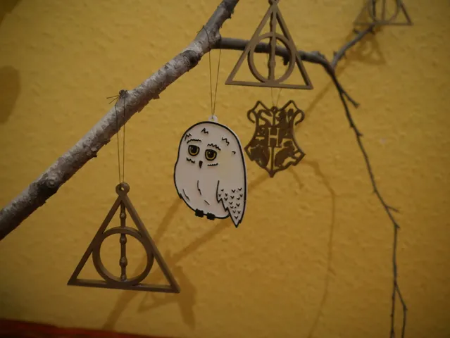 Harry Potter Christmas Ornaments (Hedwig, Deathly Hallows, Hogwarts)