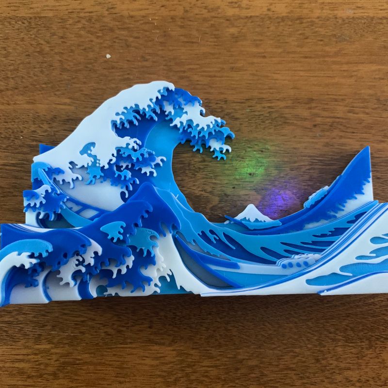 現代アート「薩摩富士とカルデラ湖」（3D painting） Great Wave off Kanagawa by MrSaiclops | Download free STL