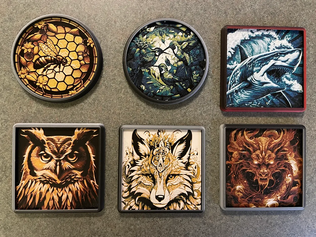 Animal Coasters HueForge by Large Cat Download free STL model