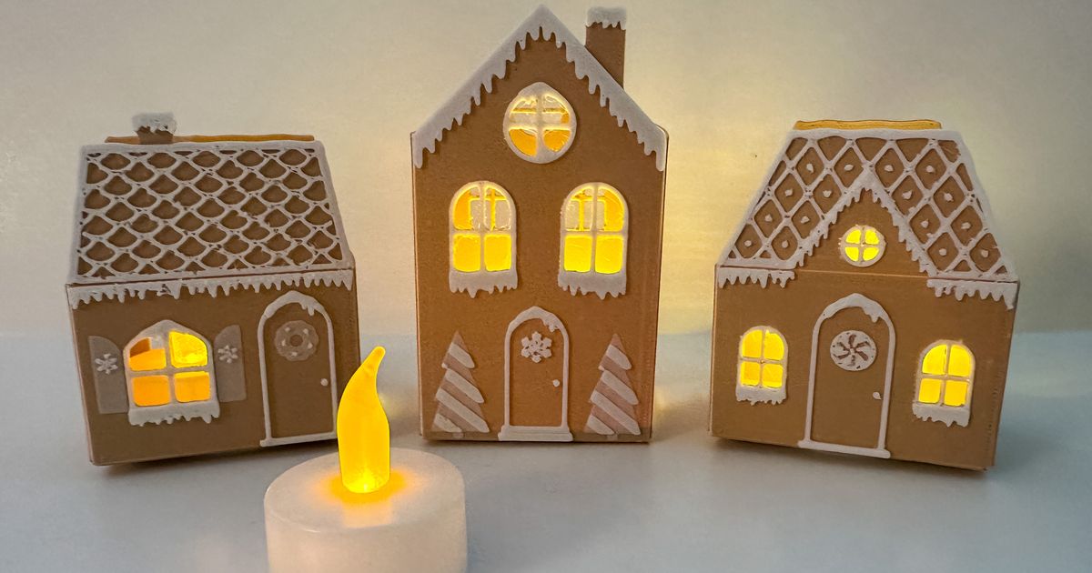 Mini Gingerbread Houses (for tea lights) by 3DPmom Download free STL